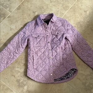 J. Crew Lavender Quilted Jacket with Floral Interior